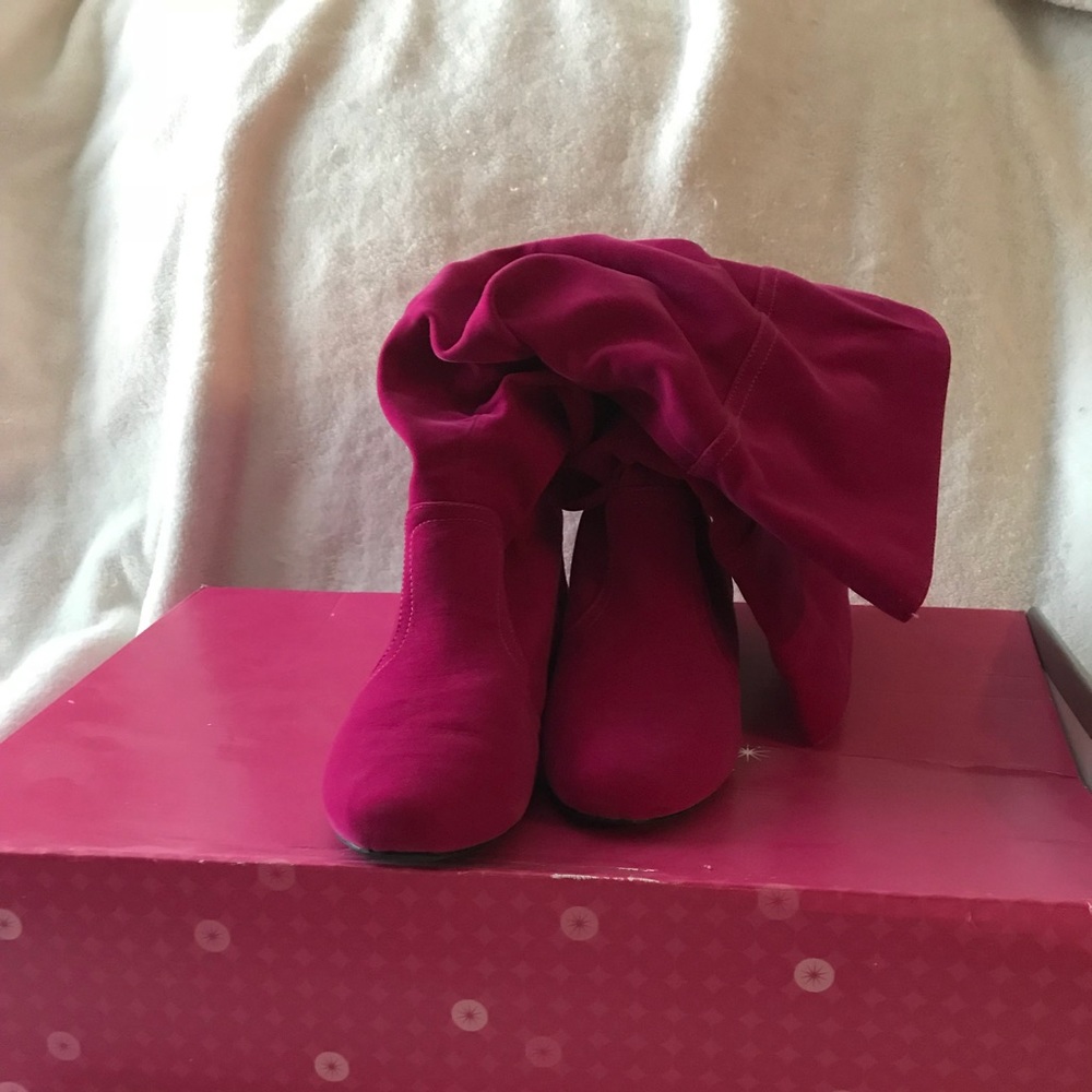Hot pink slouchy mid calf boots💕